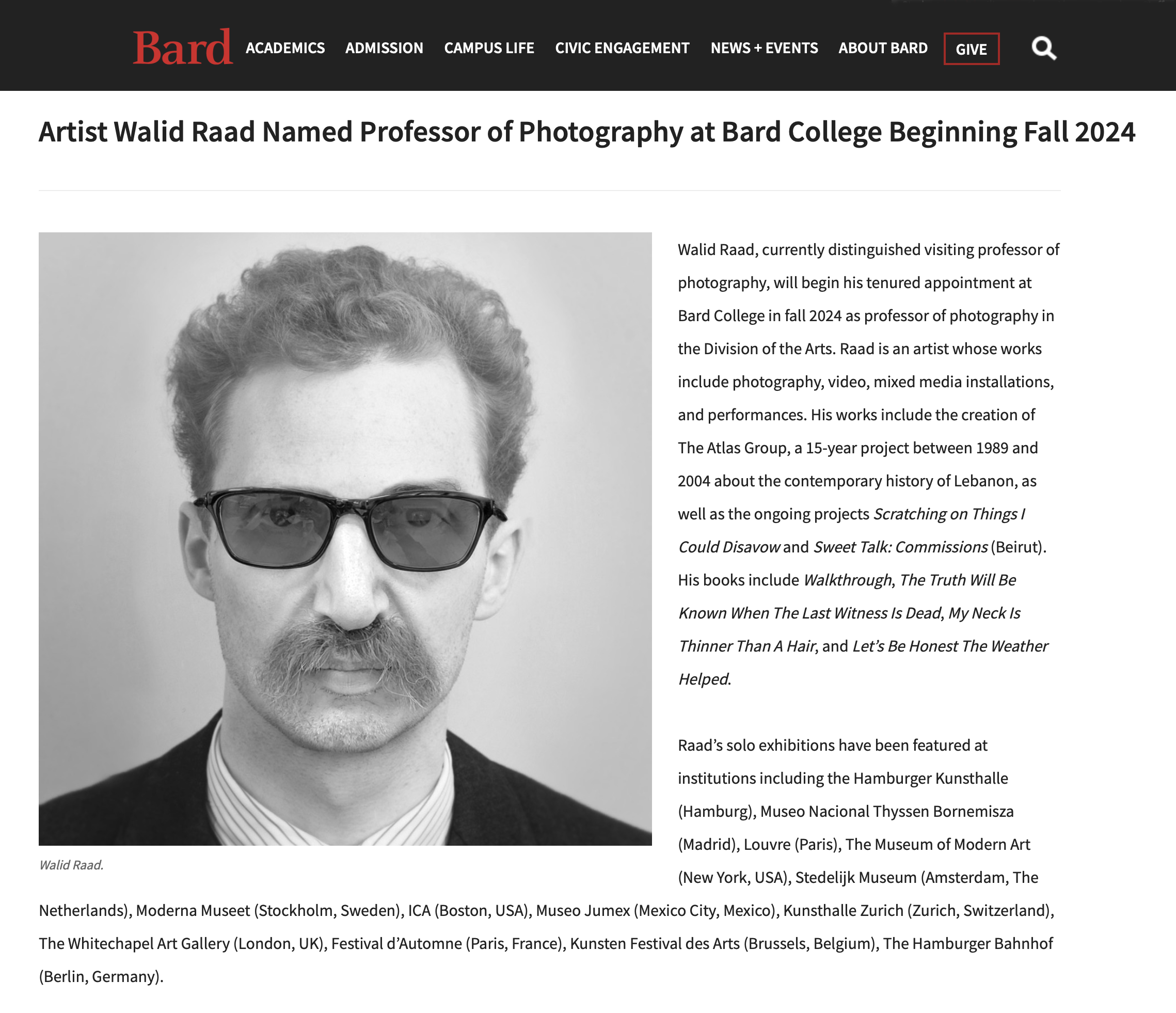 Walid Raad Named Professor of Photography at Bard College Beginning Fall 2024