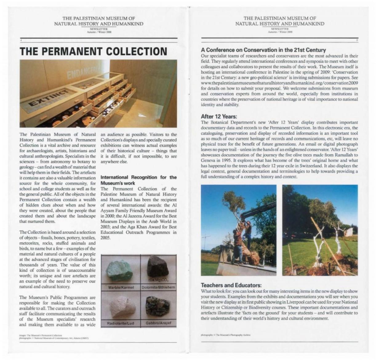 The Palestinian Museum of Natural History and Humankind, Newsletter, Autumn - Winter 2008