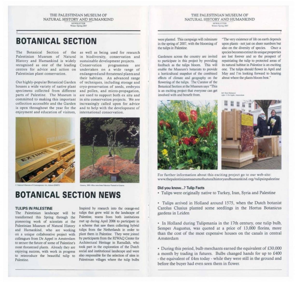 The Palestinian Museum of Natural History and Humankind, Newsletter, Winter - Spring 2007