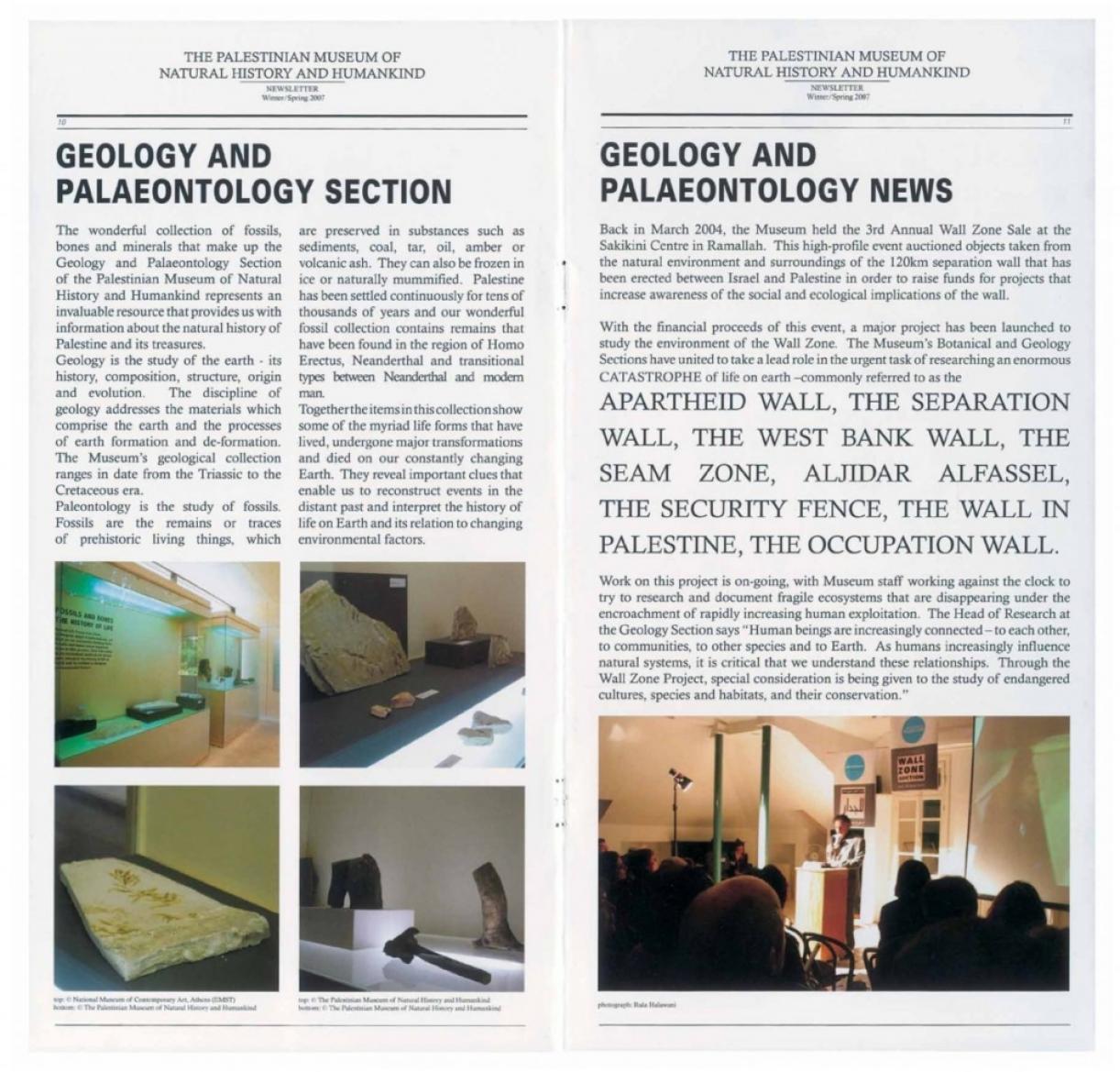 The Palestinian Museum of Natural History and Humankind, Newsletter, Winter - Spring 2007