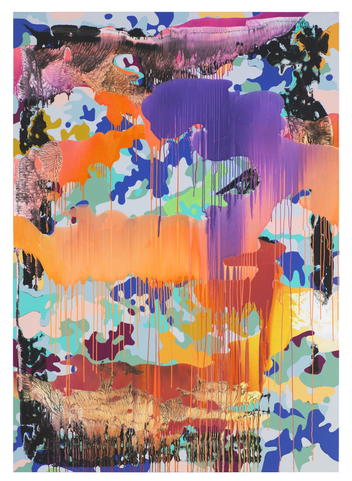 Christine Streuli, Warainting_008, 2016/17, Mixed media on canvas, 243,5 x 173 cm