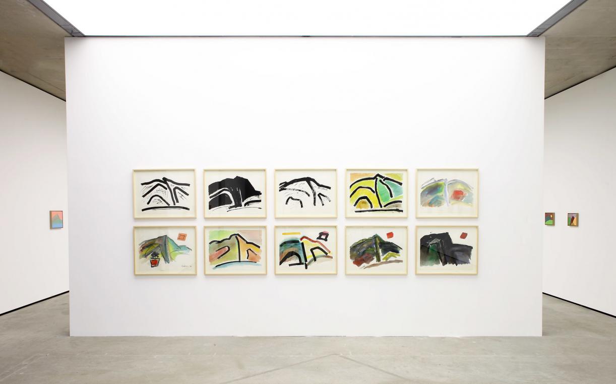 Etel Adnan. Writing Mountains, 2014, Exhibition view, Museum der Moderne Salzburg
