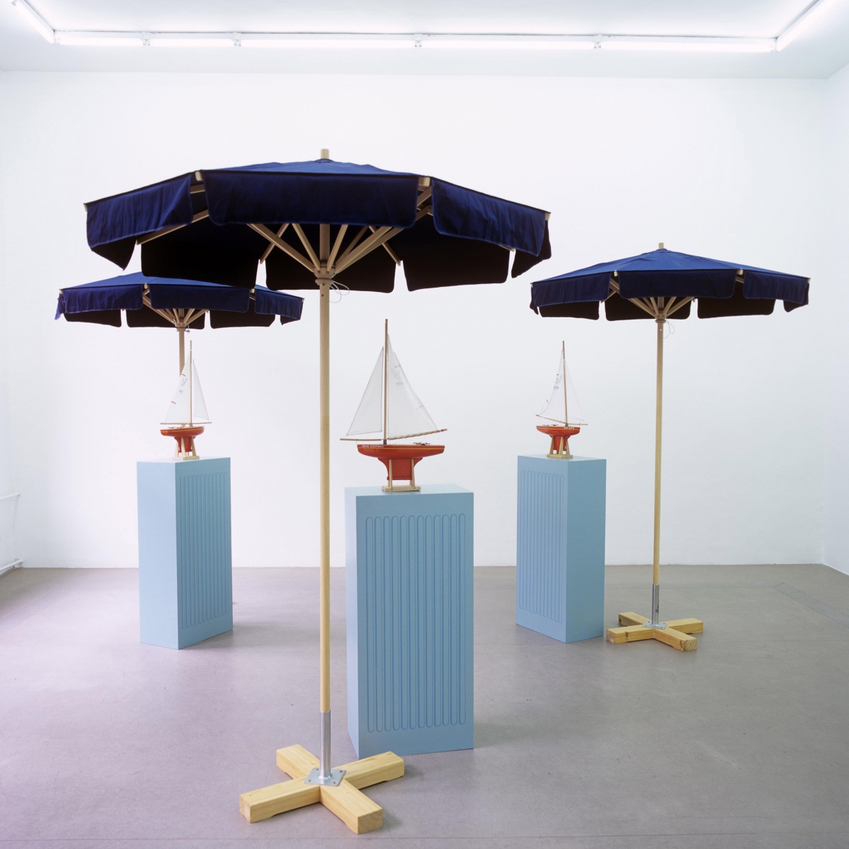 3 Sailboats, 1994 with Jim Brennan, Installation, wood, canvas, etc., 12 parts, Dimensions Variable