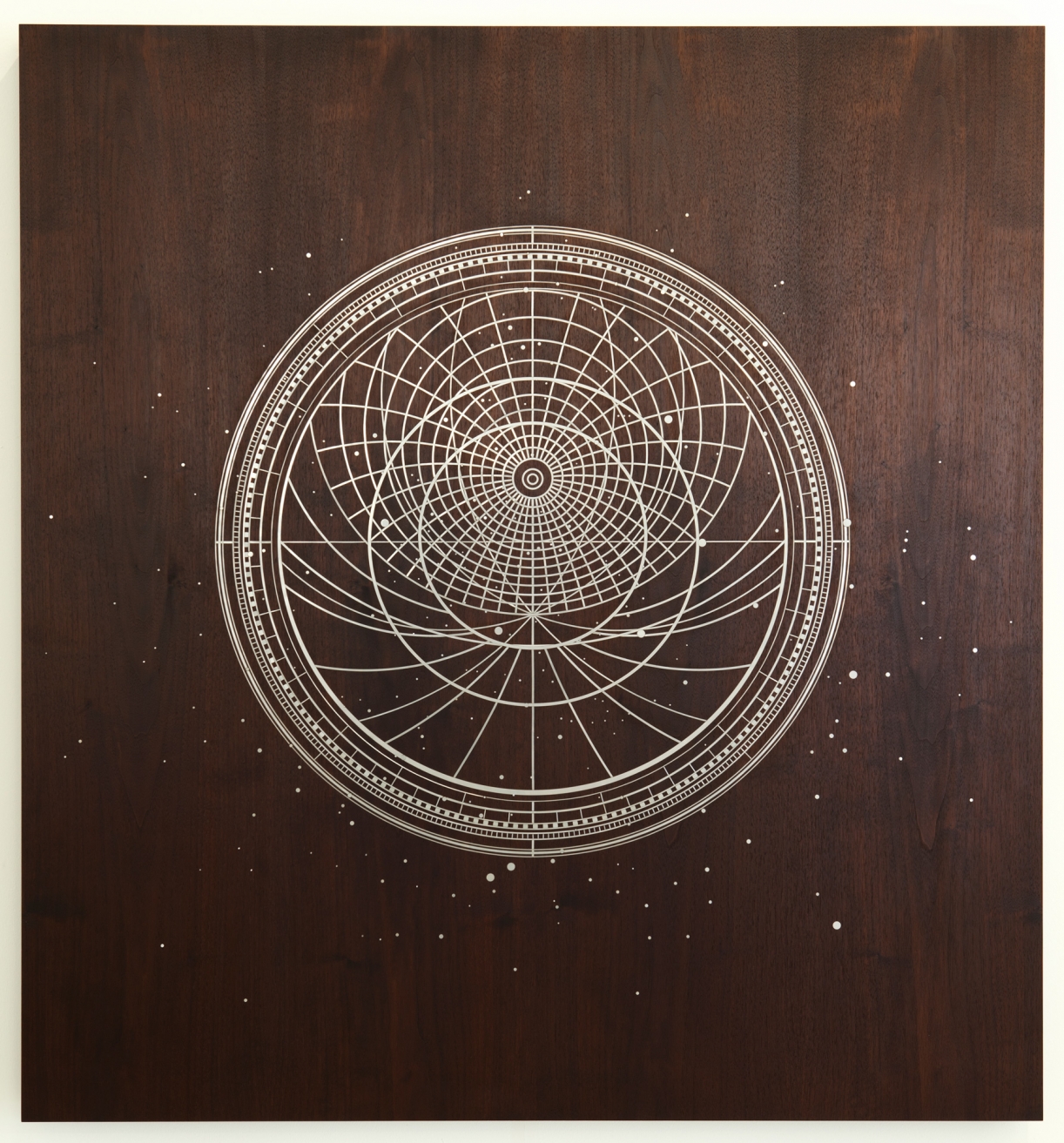 Timo Nasseri, It's Alway Night, Or We Wouldn't Need Light (Ibn Muqla), 2014, Wood and stainless steel, 117 x 128 x 8 cm