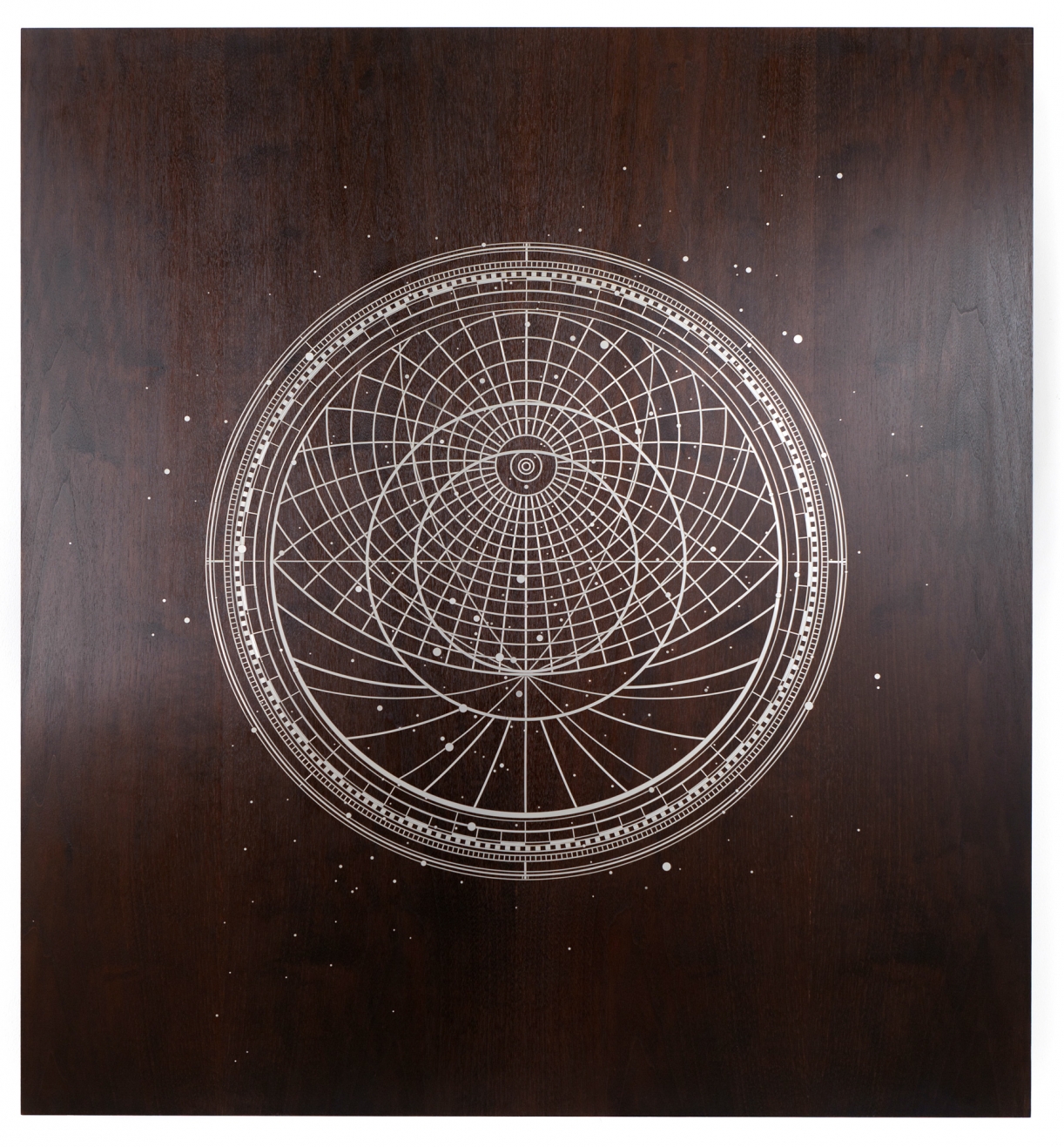 Timo Nasseri, It's Alway Night, Or We Wouldn't Need Light (Giordano Bruno), 2014, Wood and stainless steel, 130 x 120 x 8 cm