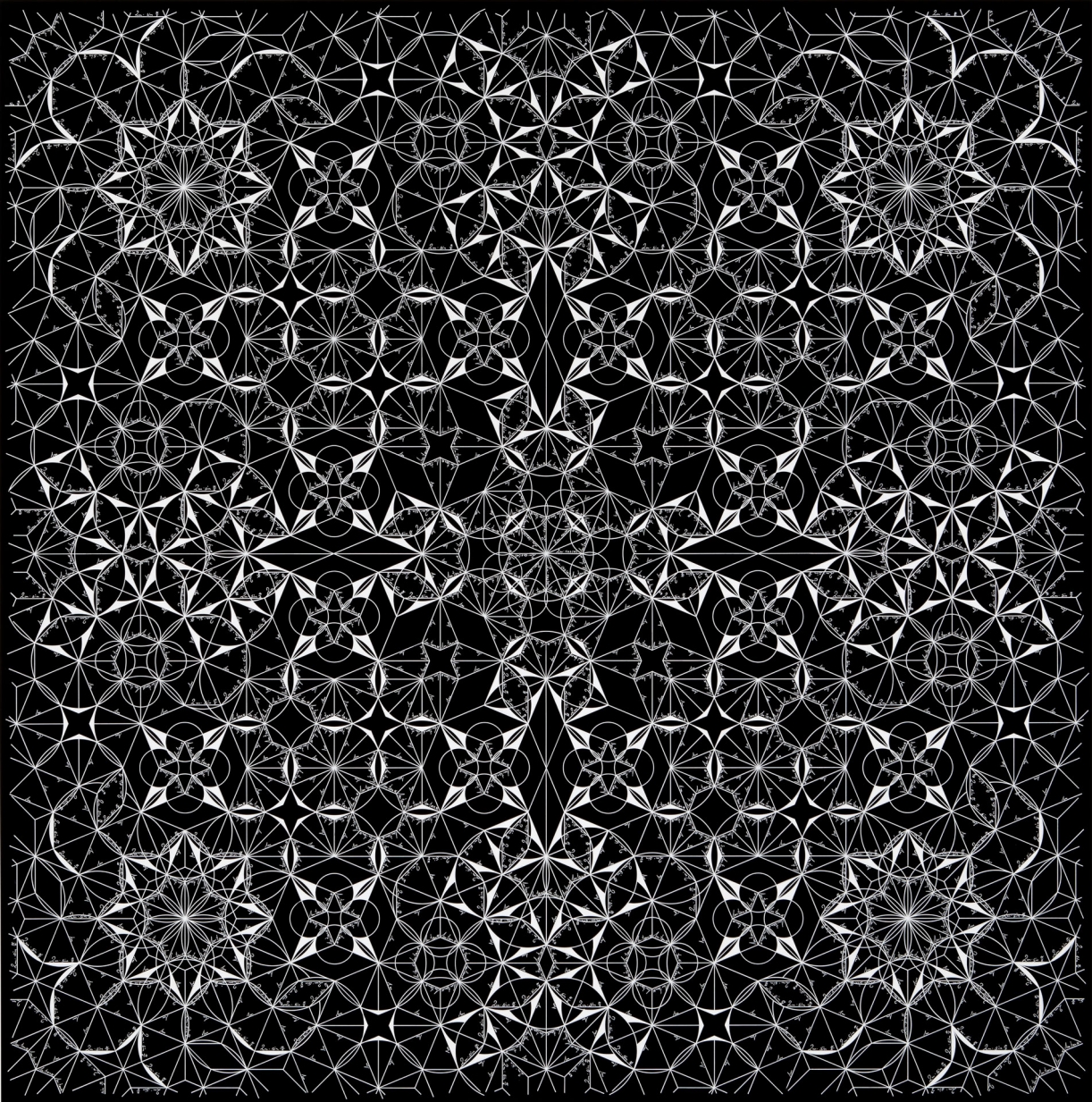 Timo Nasseri, One and One #37, 2014, White ink on pigmented paper, 108 x 108 cm