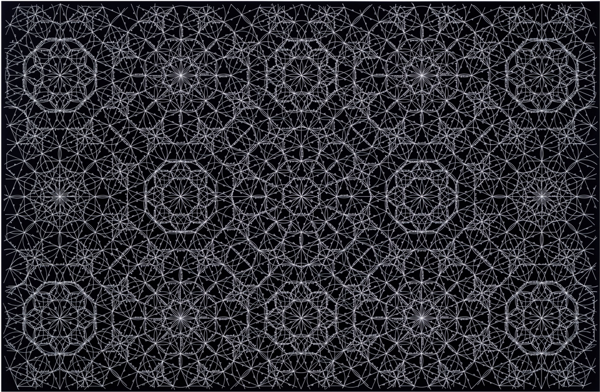 Timo Nasseri, One and One #5, 2008, White ink on pigmented paper, 111 x 161 cm
