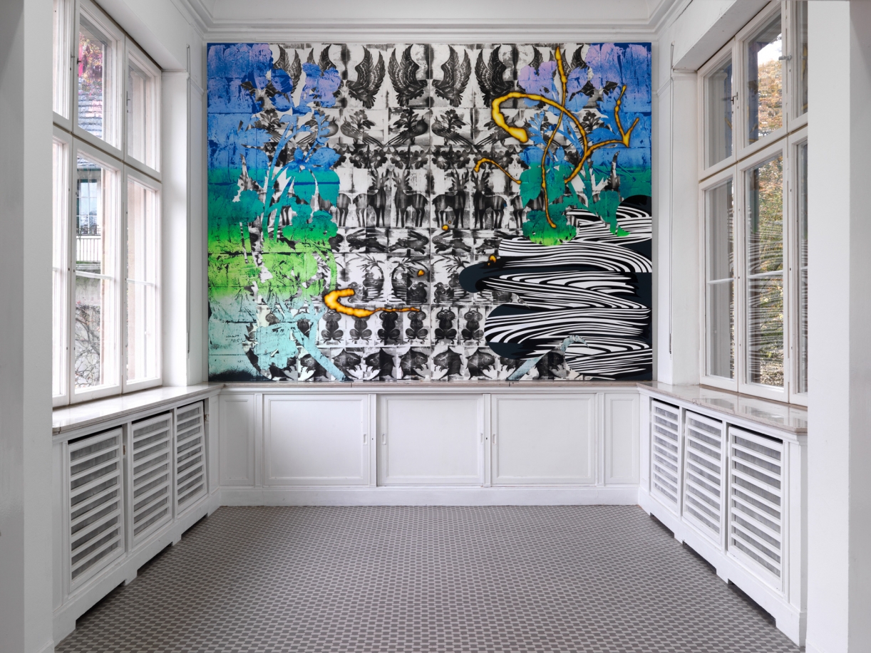 Christine Streuli, Nonstoppainting, Ausstellungsansicht, Haus am Waldsee, 2013, Foto: Bernd Borchardt