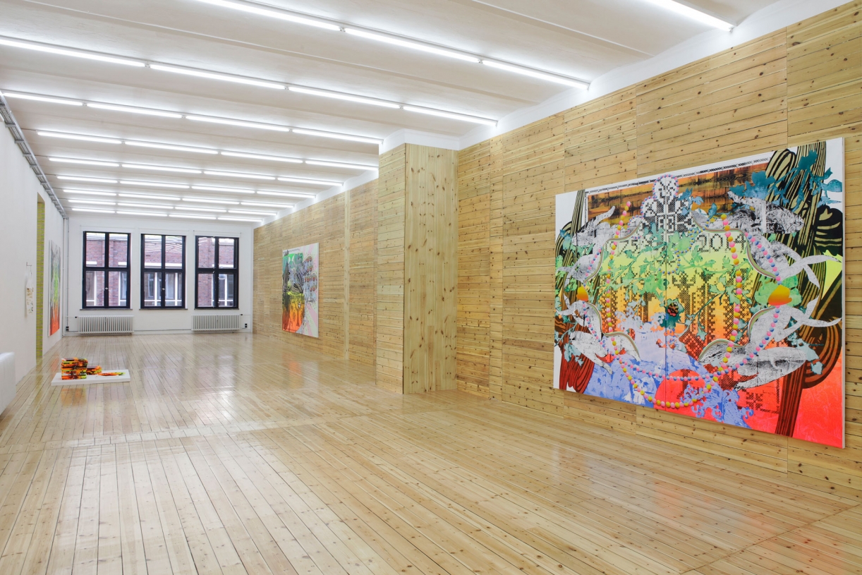 Christine Streuli, Kragenweite / collar size: 36, Exhibition view, Sfeir-Semler Gallery, Hamburg, 2014. Photo: Rosa Rühling