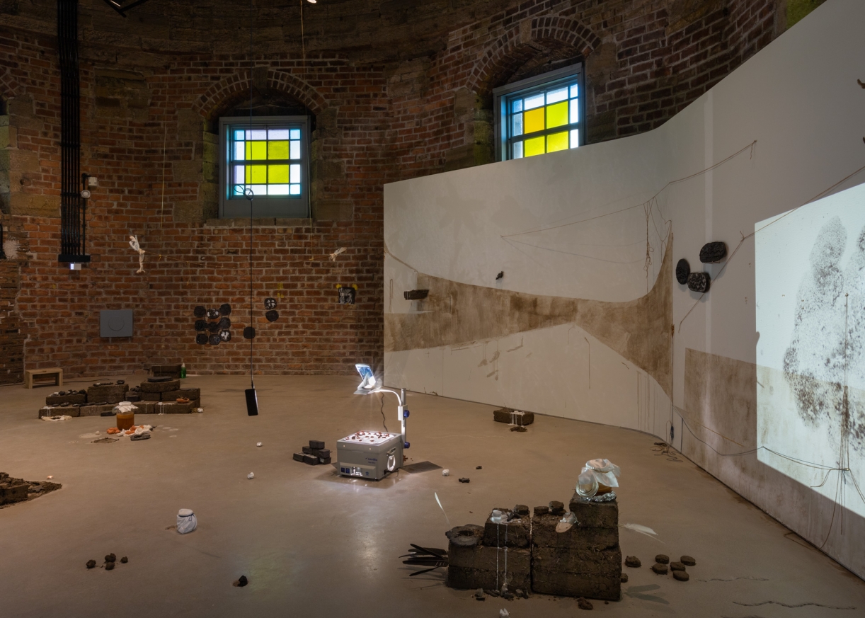 Dineo Seshee Bopape, [when spirituality was a baby], 2018, Installation view, Collective-Gallery, Edinburgh, 2018. Photo: Tom Nolan