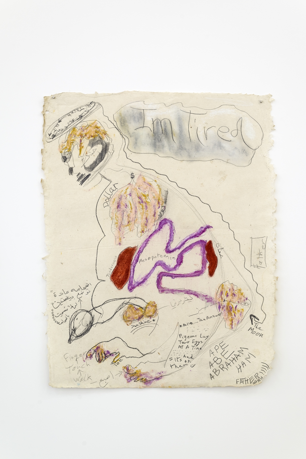 Marwan Rechmaoui, Abraham, 2021, Pastel on paper, 75x60cm, Exhibition view, Sfeir-Semler Gallery Beirut, 2021