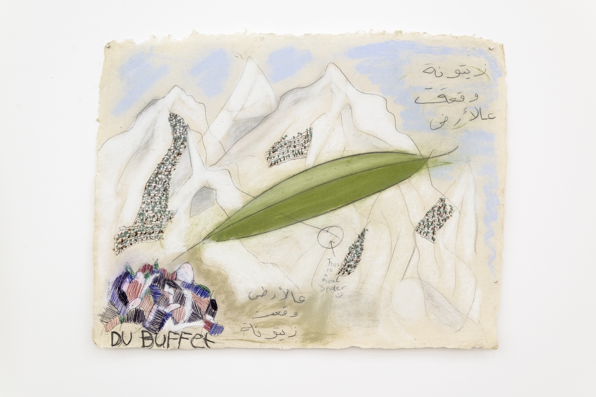 Marwan Rechmaoui, Dubuffet, 2020, Pastel on paper ,57.5x75.5cm, Exhibition view, Sfeir-Semler Gallery Beirut, 2021