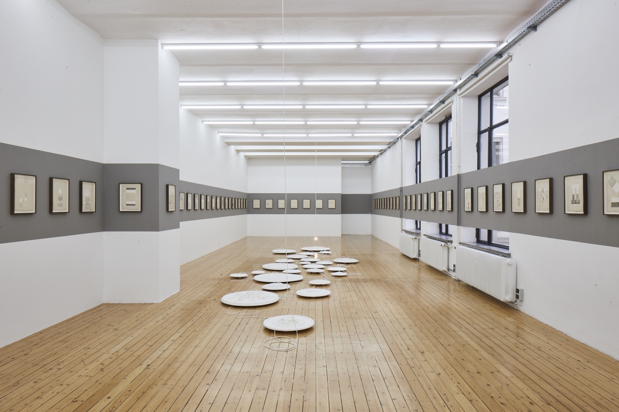 Rayyane Tabet, Rosettes, 2021, Single rosettes between 29 and 100cm diameter, Installation size variable, Exhibition view Sfeir-Semler Gallery Hamburg 2021