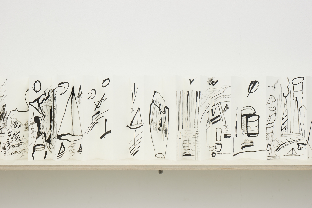 Etel Adnan, Erquy, La Baie, 2021, Felt pen on paper, 30 pages à 28,7 x 8,9 cm