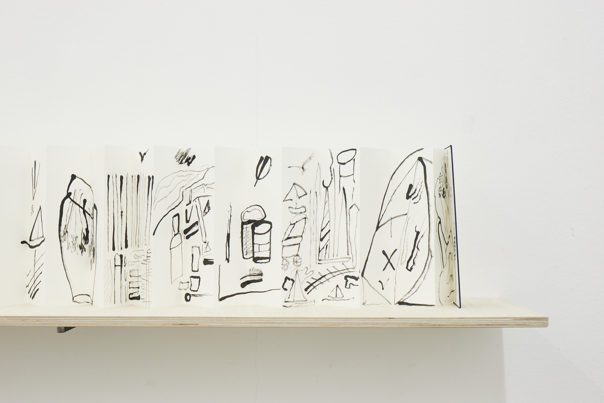 Etel Adnan, Erquy, La Baie, 2021, Felt pen on paper, 30 pages à 28,7 x 8,9 cm