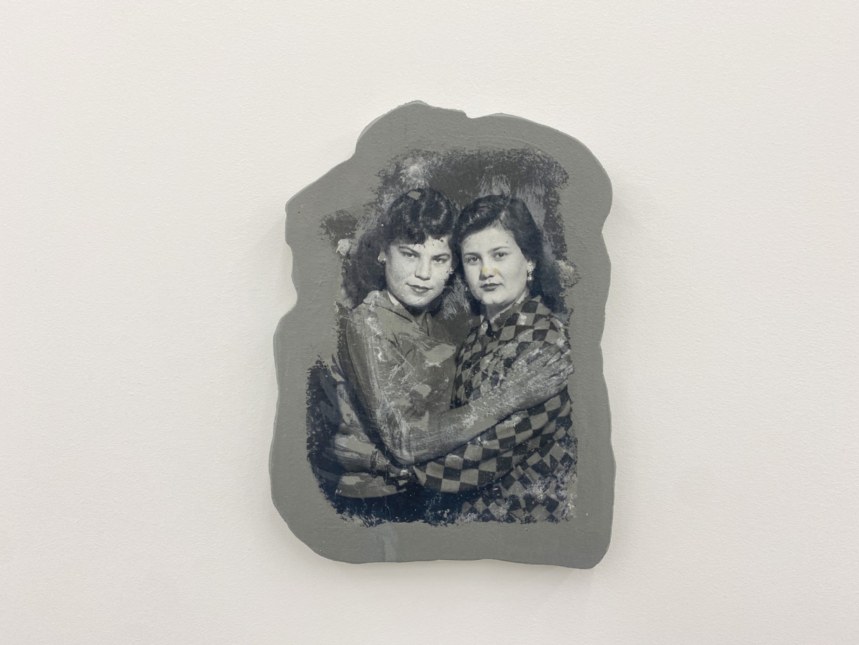 Akram Zaatari, Footnotes to Hashem el Madani’s Studio Practices #5, 2018, Print transfer on gypsum board, 17,5 x 15,5 cm