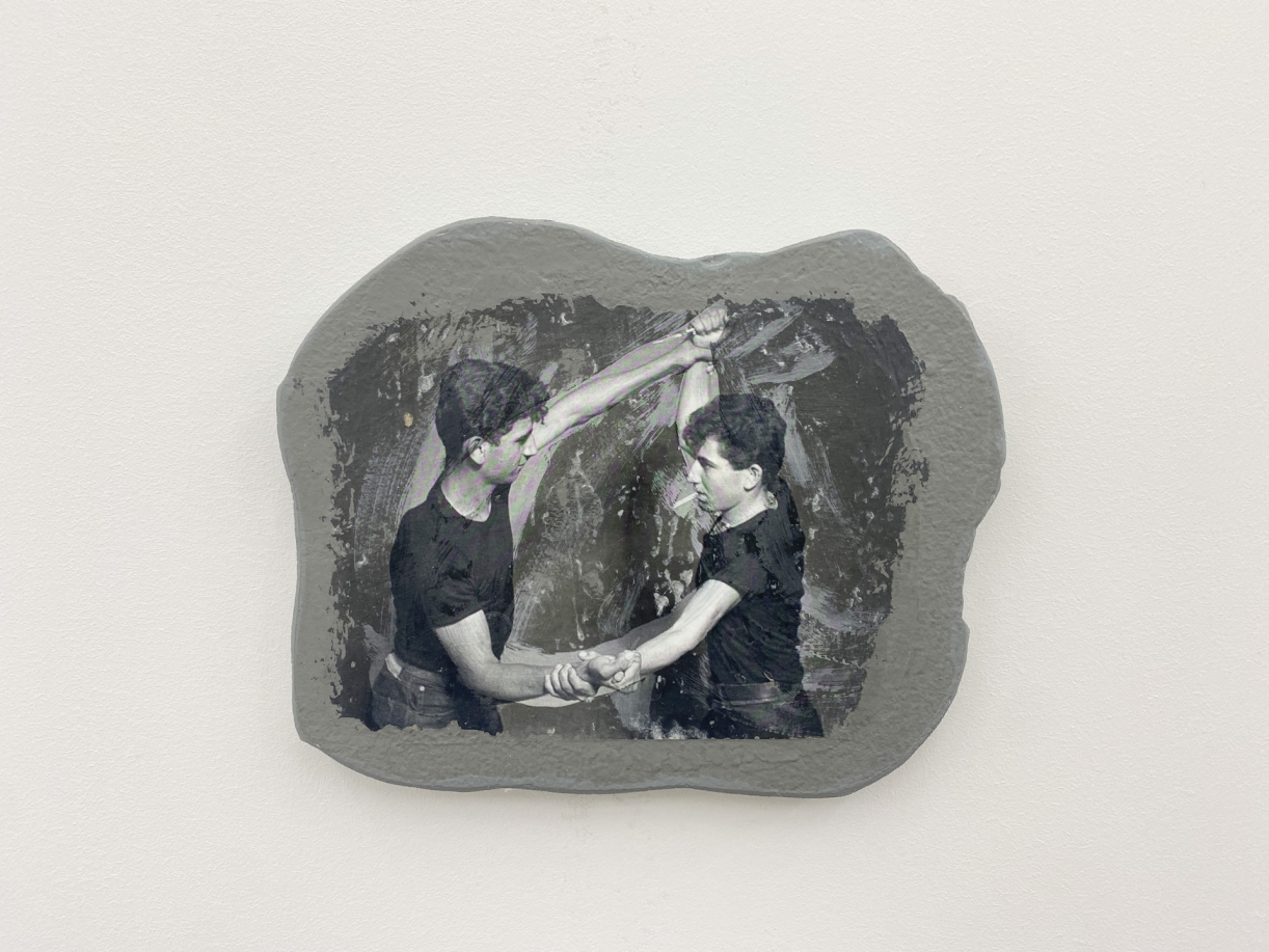 Akram Zaatari, Footnotes to Hashem el Madani’s Studio Practices #4, 2018, Print transfer on gypsum board, 15,5 x 20 cm
