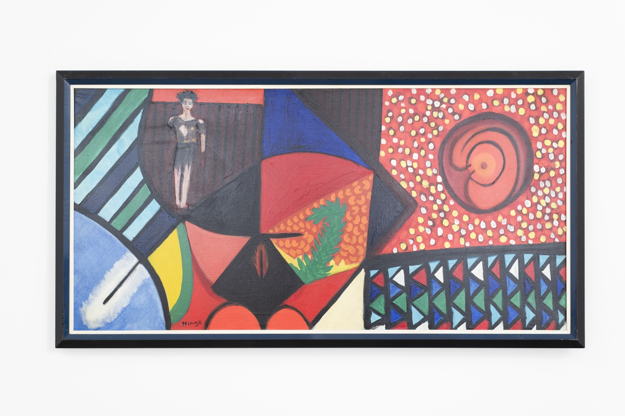 Rayess, Untitled, 1999, Mixed media, acrylic and collage on canvas, 60 x 120 cm, AR-0780