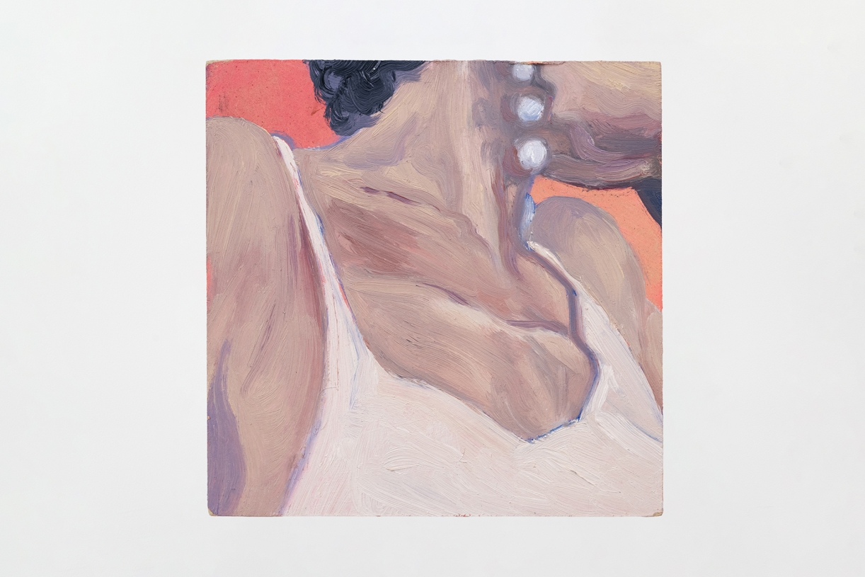 Neck, 2023, Oil on cardboard, 15 × 15 cm