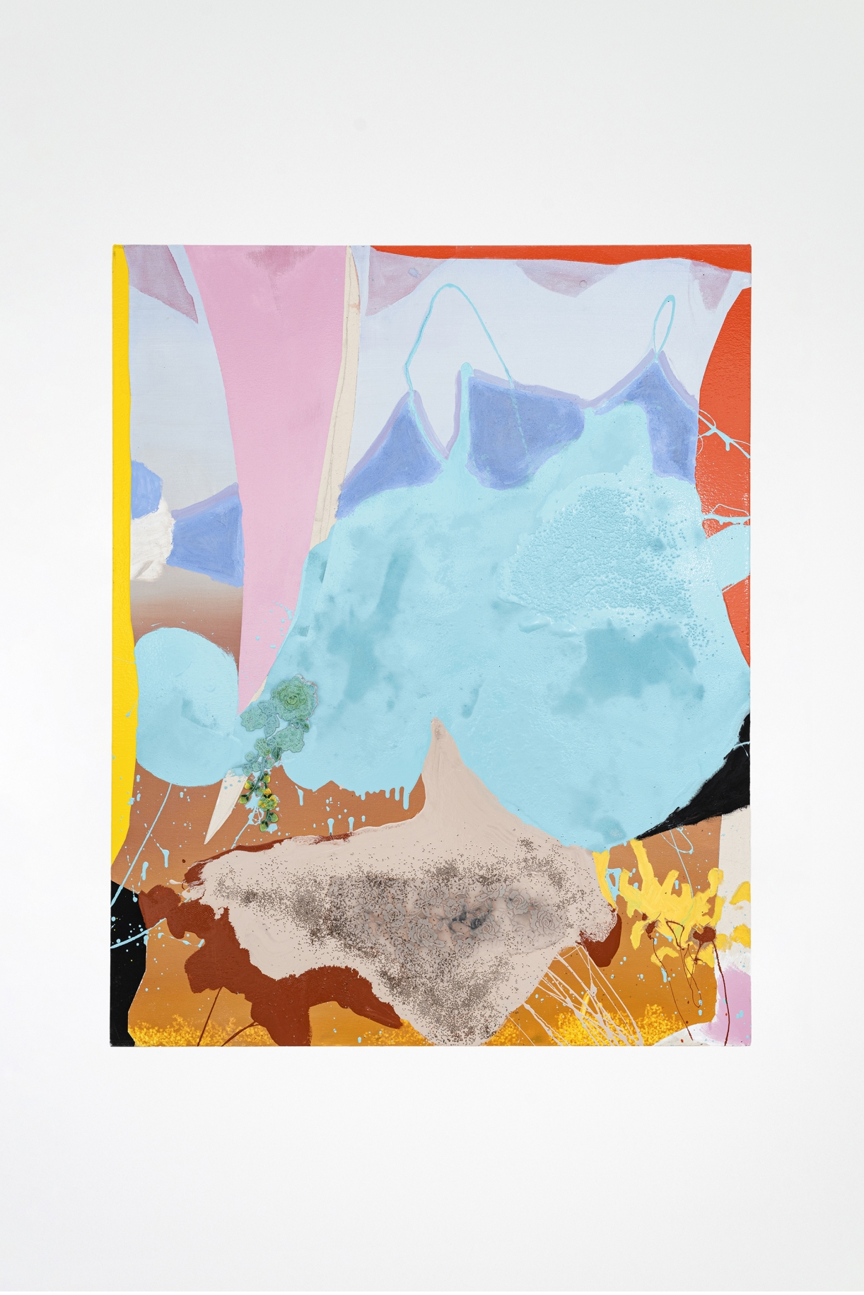 My Anatomy, 2023 Oil, household gloss paint, lace, and chia seed on canvas 152,7 × 121,7 cm