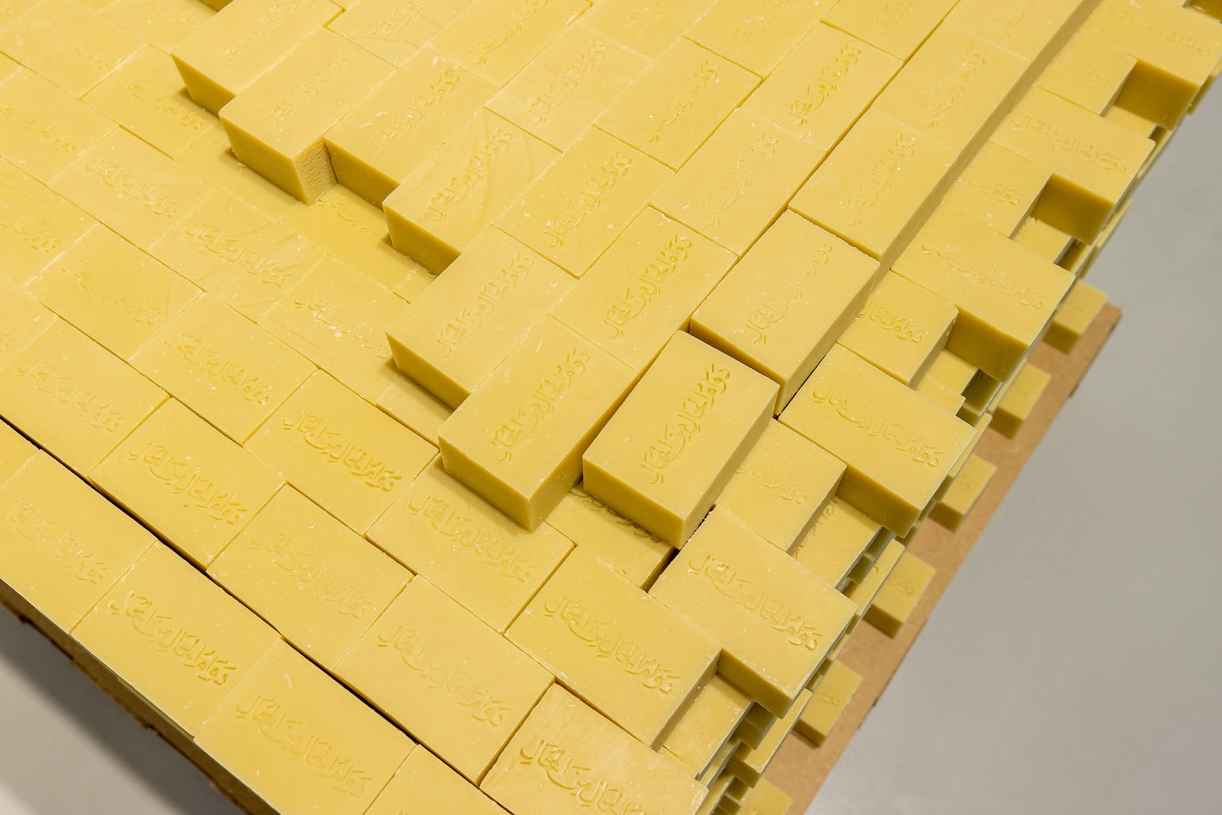 No Condition is Permanent, 2014, Engraved soaps, pallet, 9 x 6 x 4 cm each