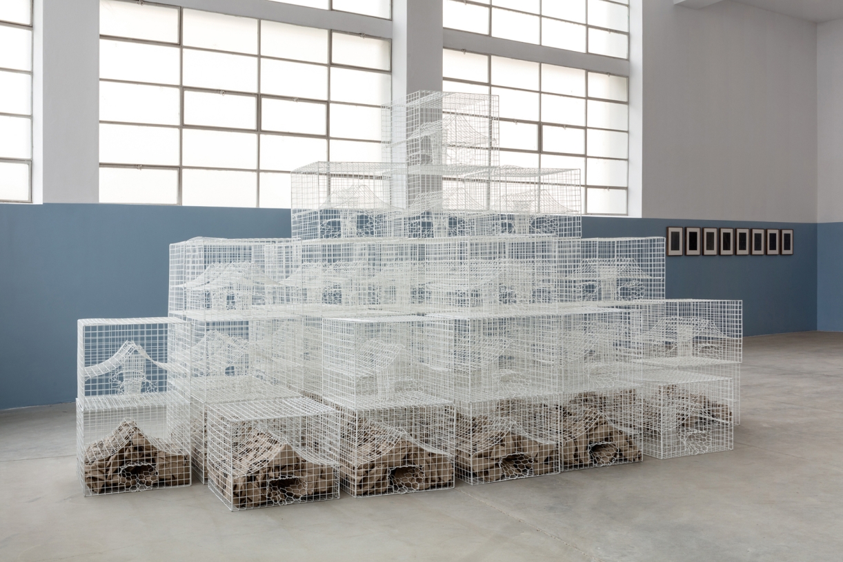 Tangier Island, 2022, 43 Crab Cages, Void Fill Paper, Dimensions Variable