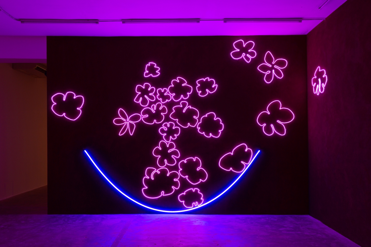 Dineo Seshee Bopape, (Raisibe dreaming): flowers and light, flowers and light, 2025, color LED light, variable dimensions, 3 + 2 AP