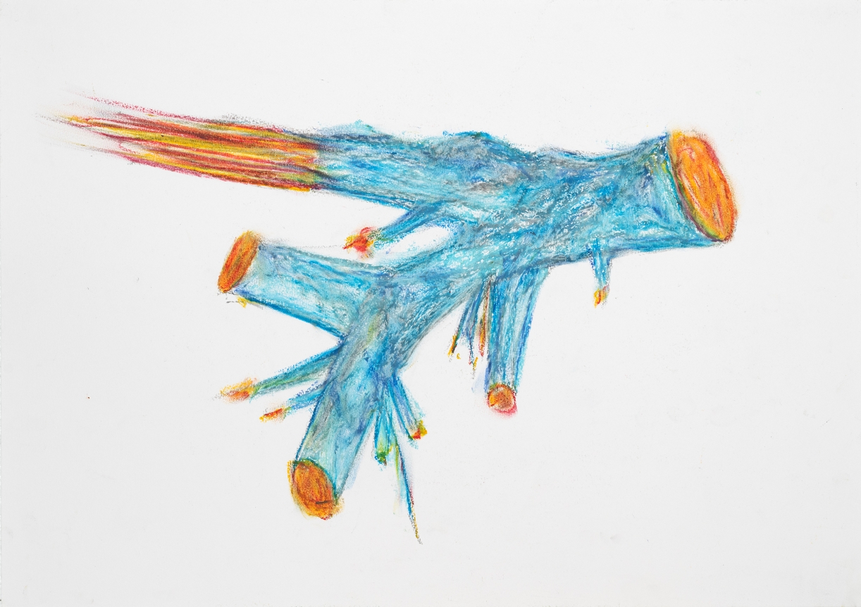 Khalil Rabah, Testimonies, 2025, oil pastel on paper, 40 × 60 cm