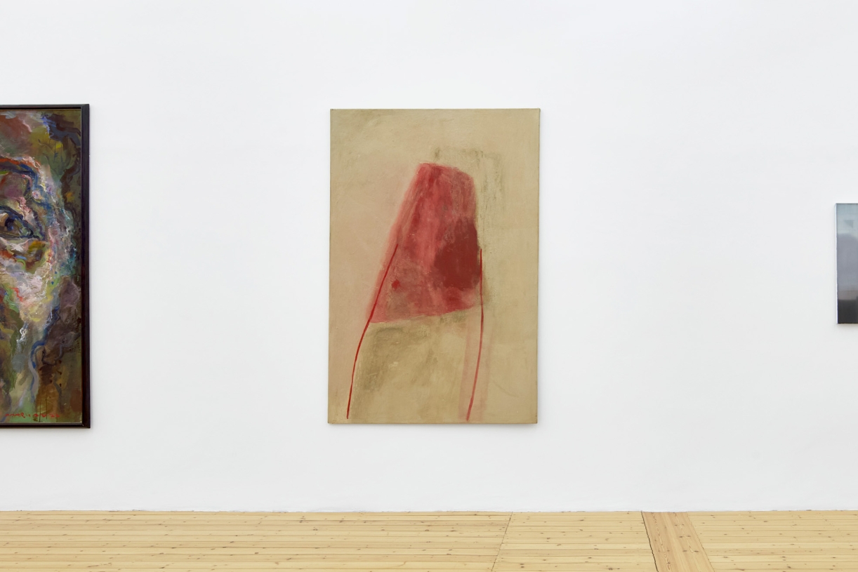 Barbara Camilla Tucholski, Roter Tanz, 1989, oil, ashes, stain on canvas, 130 x 95 cm