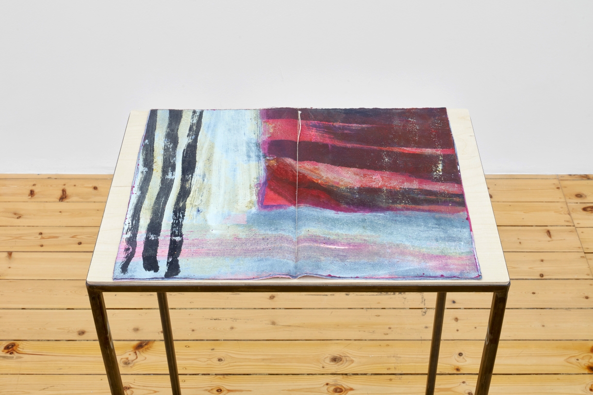 Elsbeth Arlt, Rotbuch III, 1987, canvas as book, 30 x 45 cm