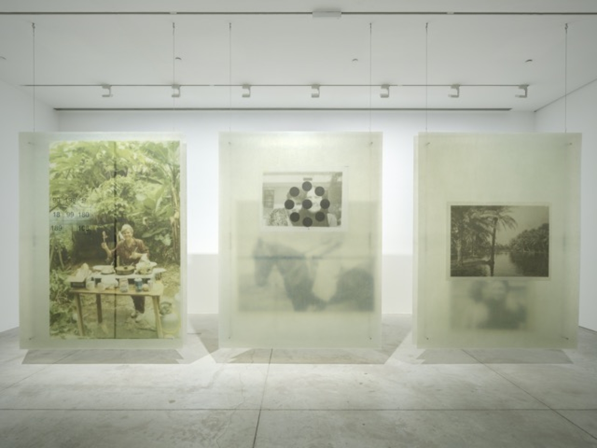 Kupol LR 3303 Talisman 01, 02 and 03, 2024, fiberglass and polyester resin (Kupol LR 3303 manufactured by United Oil Projects Company, Kuwait), photocopy paper, ink, stainless steel bolts, 243 x 183 x 15 cm each, Photo: Danko Stjepanovic
