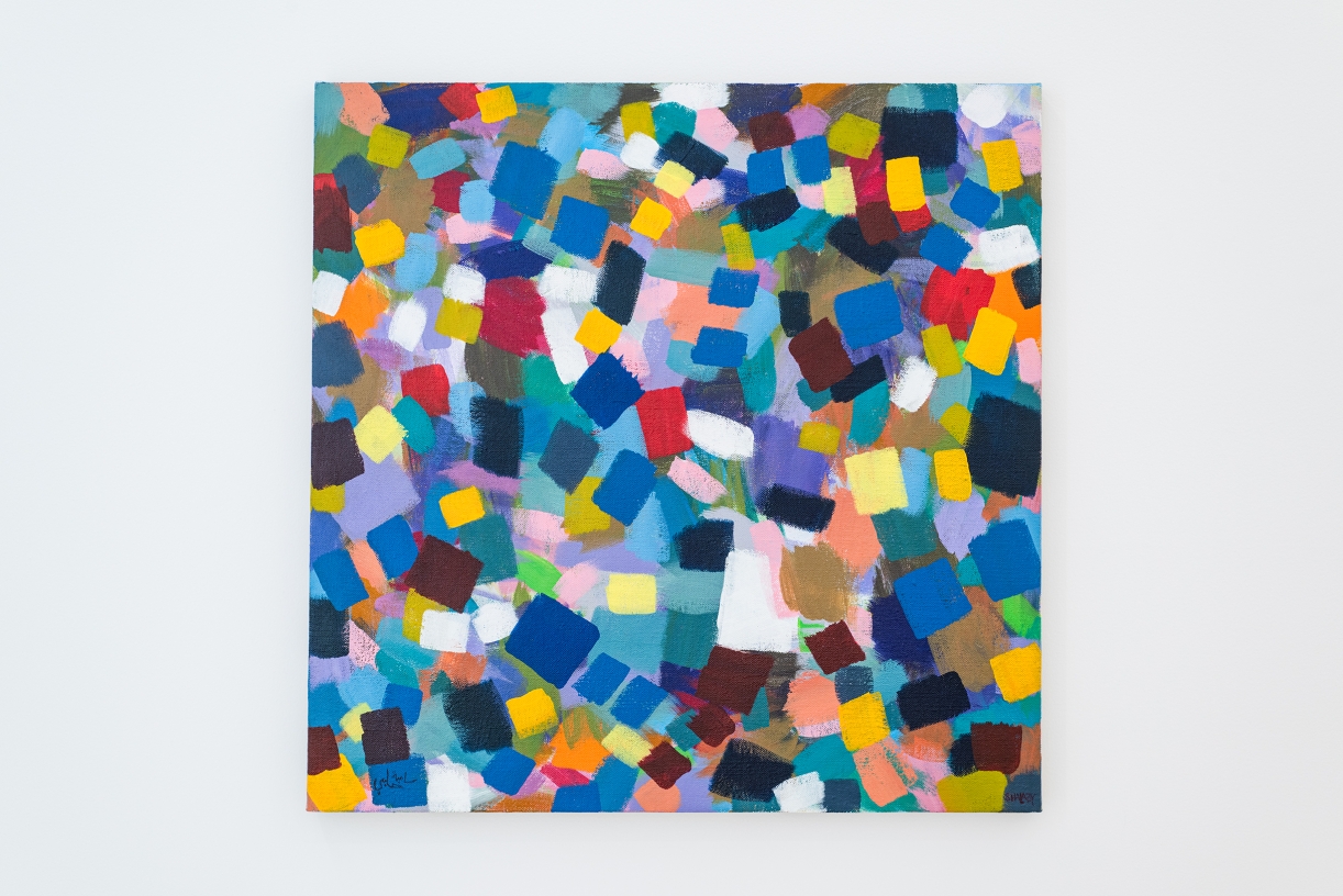 Rearranging Things, 2025, acrylic on canvas, 76.4 x 76.4 cm