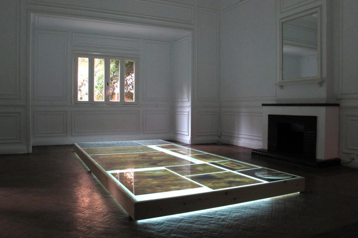 A Conversation with an Unemployed, C-prints on fuji papers, mounted on lightboxes, Variable dimensions, Ed. 5 + 2 AP. Installation view, Beirut in Cairo, 2013