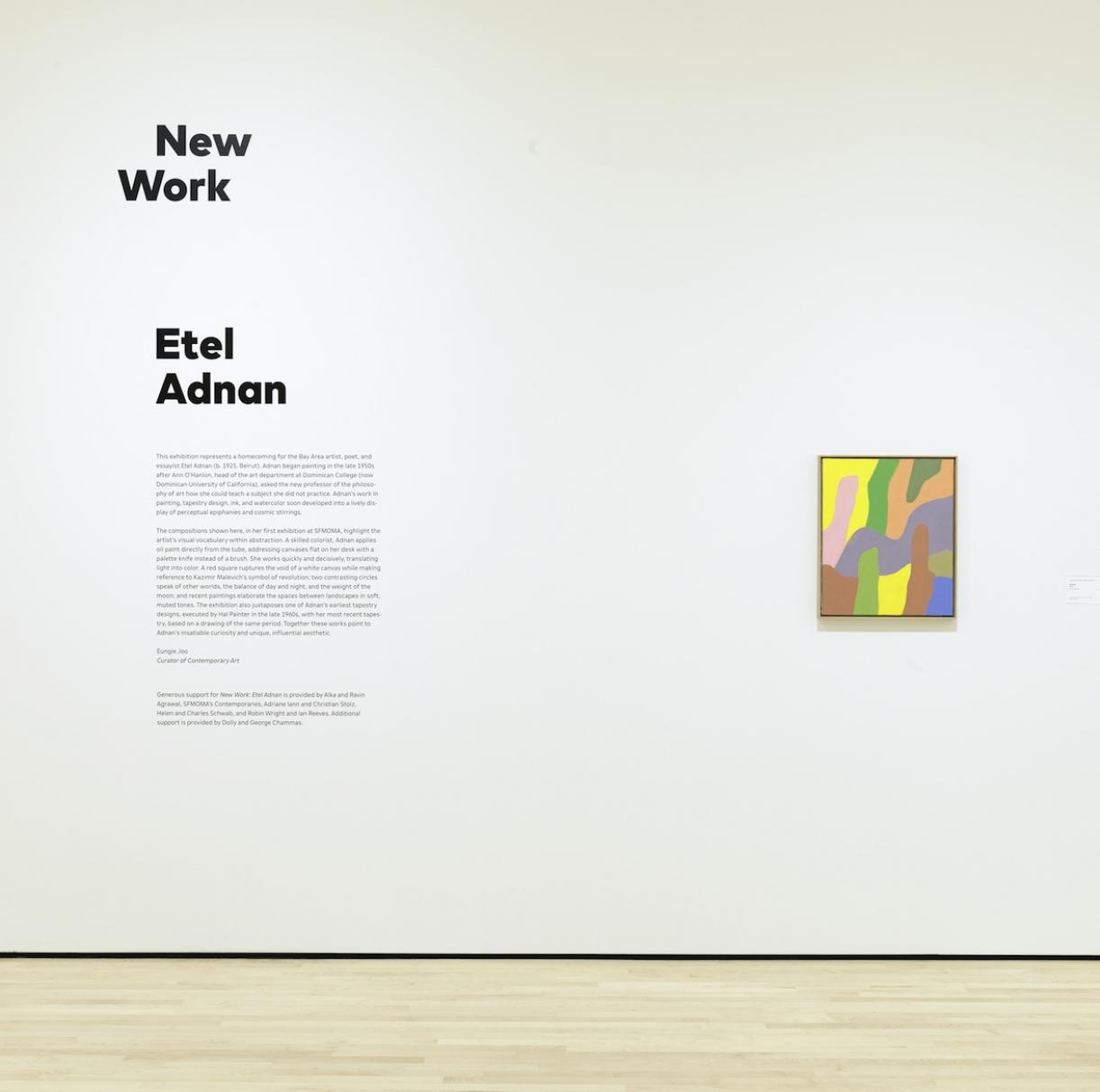 New Work: Etel Adnan, 2018, Exhibition view, SFMOMA