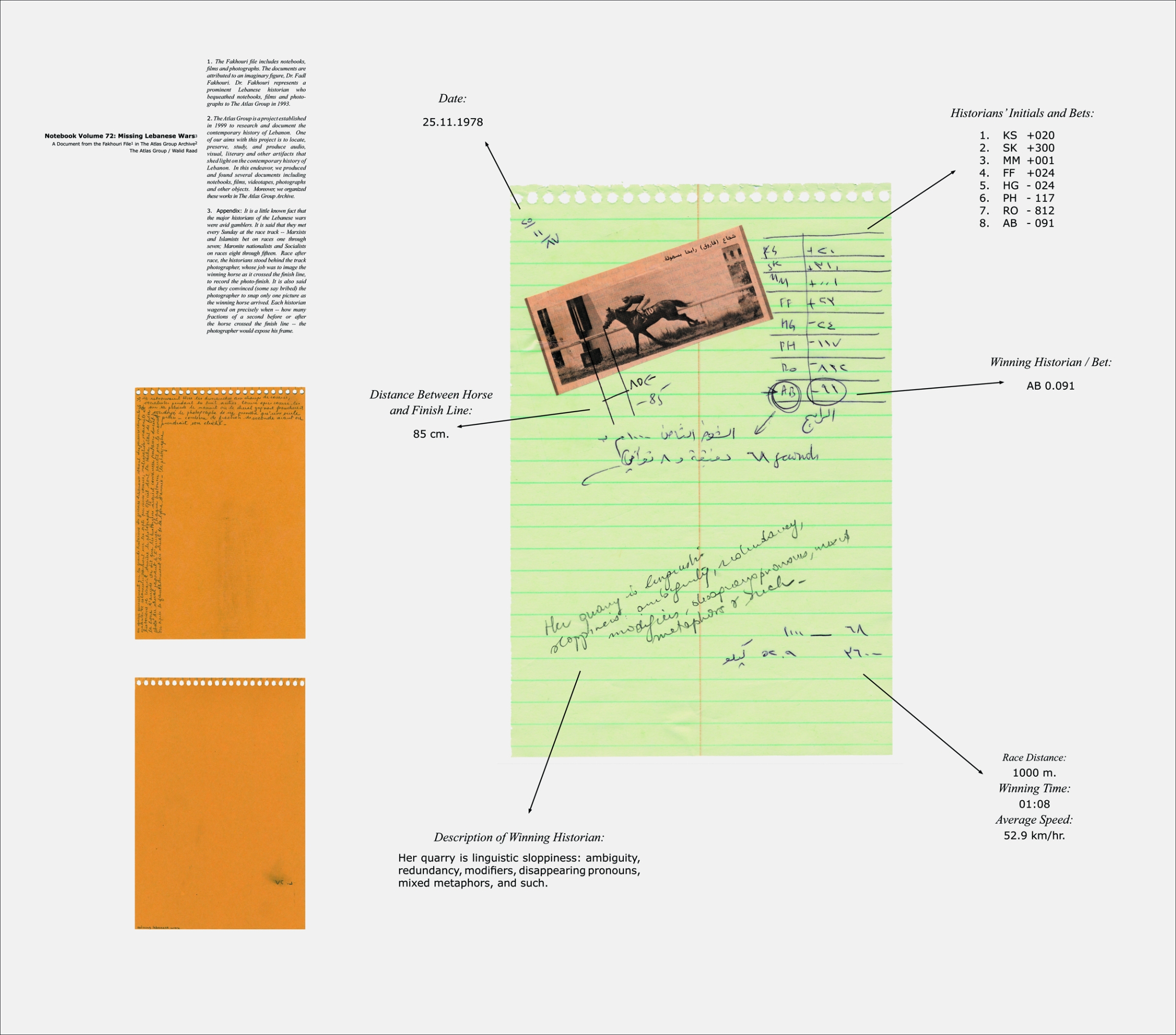 Notebook volume 72: Missing Lebanese Wars_The Linguist. 1989/1998, pigmented inkjet print, 112 x 127 cm