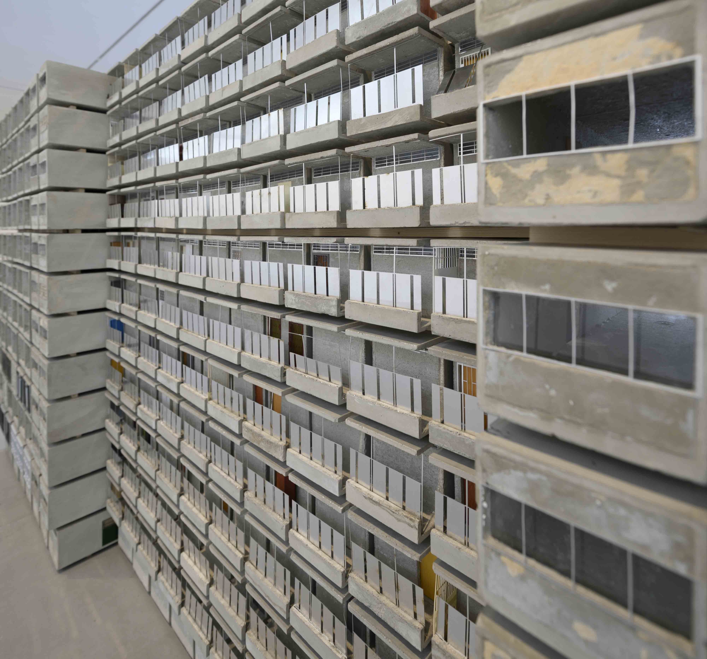 Marwan Rechmaoui, Spectre 2006-2008, Non-shrinking grout, aluminum, glass and fabric, 225 x 420 x 80 cm, Ed. 5 + 1 AP. Installation View Sharjah Art Foundation, 2019. Saradar Collection, ©MR, Photo SAF