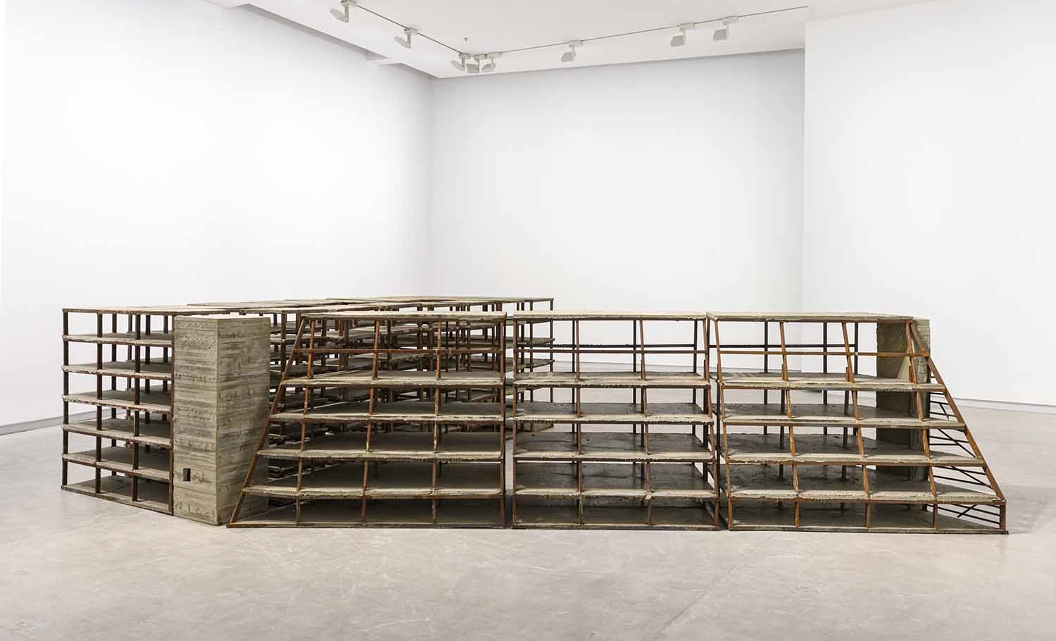The Coop, 2019, Concrete and metal, 560 x 200 x 120 cm, Ed. 5 + 1 AP, Installation view Sharjah Art Foundation, 2019. ©MR, Photo SAF