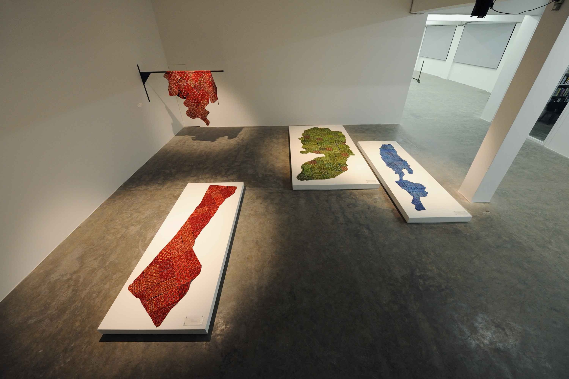 Hide Geographies, 2017, 4 embroideries on fabric, Variable dimensions, Variations of 3 + 2 AP, Each unique