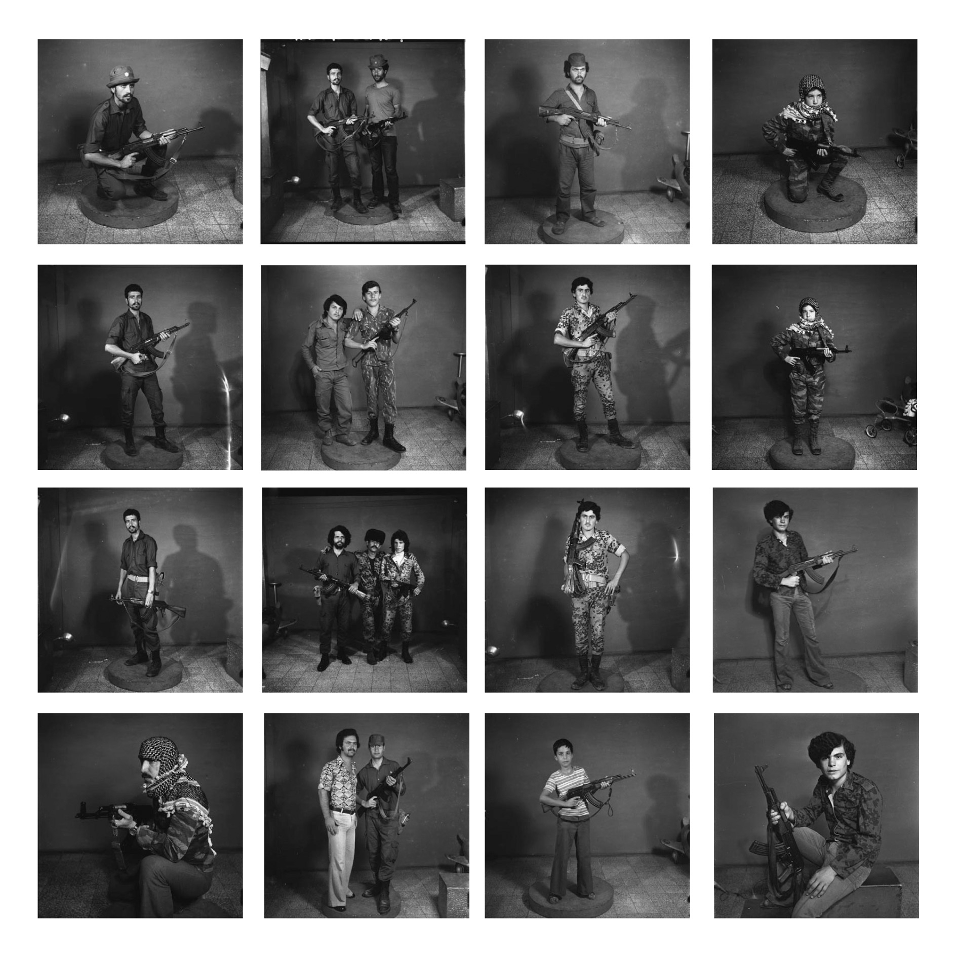 After they joined Military Struggle, Saida early 1970s, 2006, Set of 16 Silver prints, framed, 30 x 30 cm each