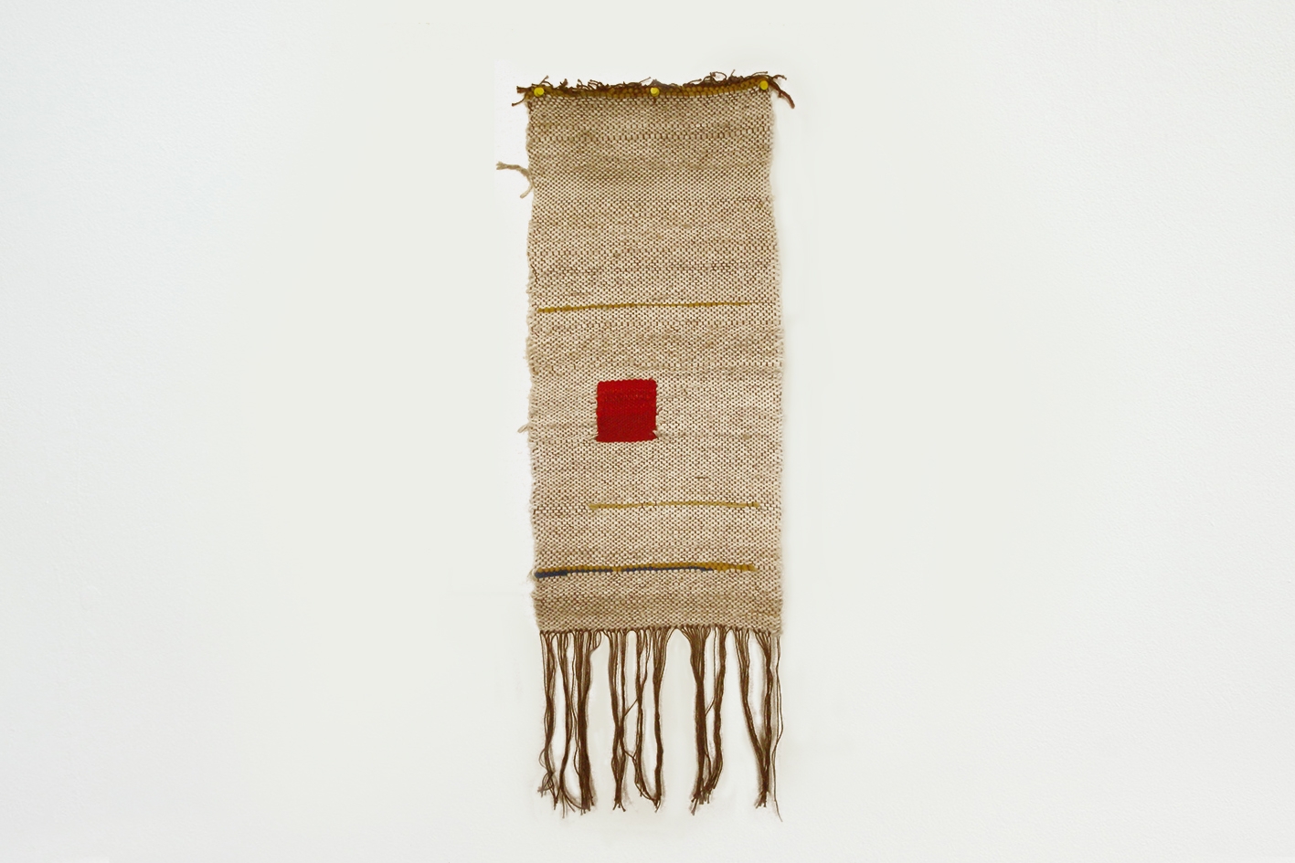 Red square on raw white, 1975, Wool tapestry, hand-woven by Etel Adnan, 60 x 28 cm