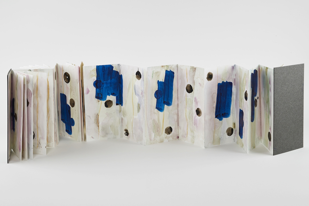 Vibration 2, 2017, Folded book, watercolor on paper, closed 25.3 x 12.5 x 1.7 cm, 38 pages, max extension 273.2 cm