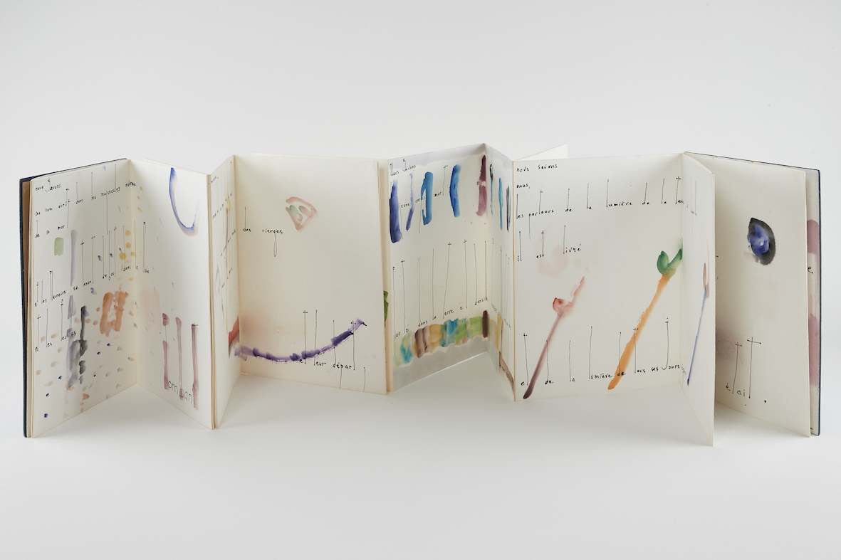 Wendell Berry, 1963, Folded leporello book, watercolor on paper. Closed: 29.8 x 22.4 x 1.9 cm, 24 pages. Max. extension: 532.8 cm