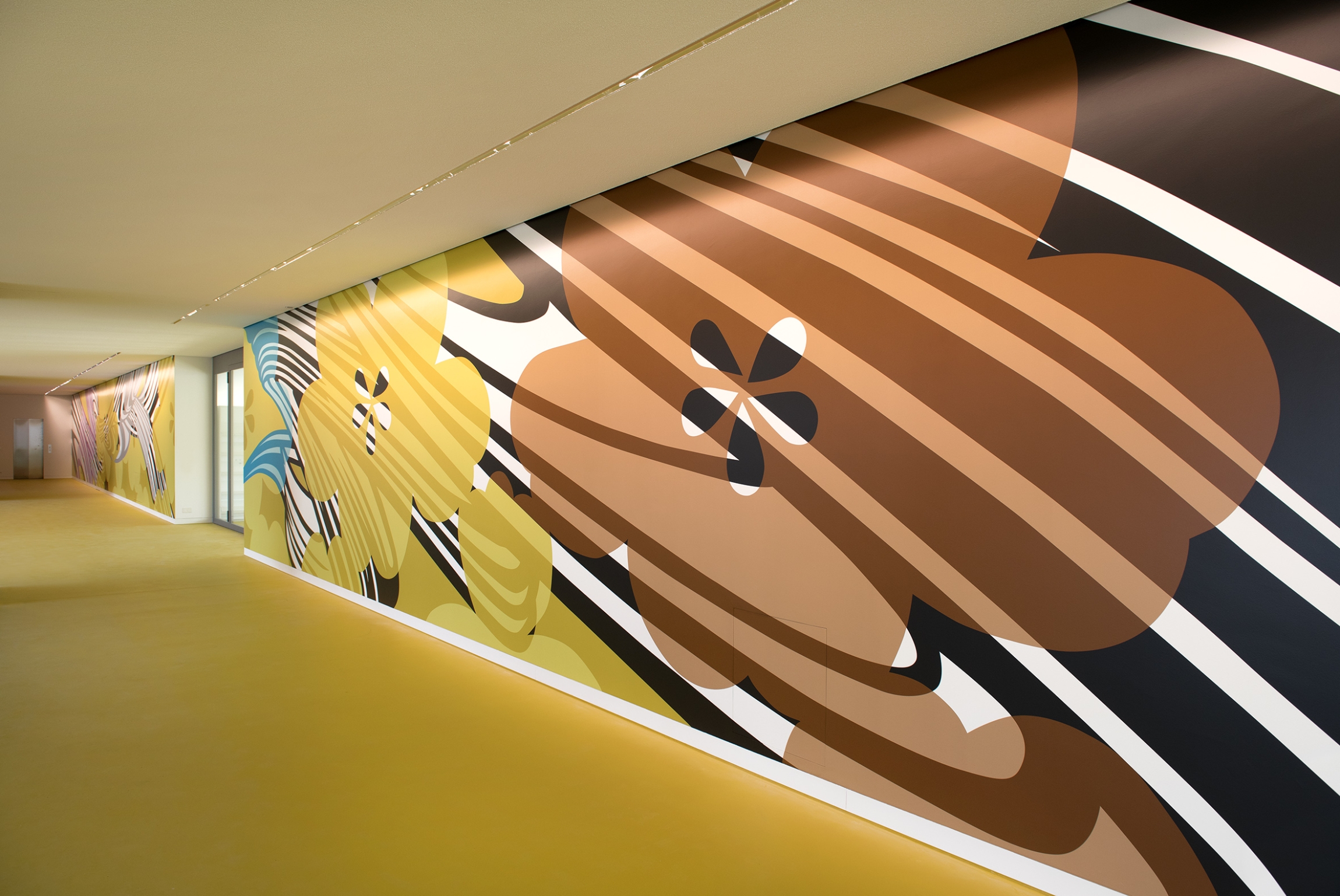 Christine Streuli, Schnittmengen, Exhibition view, Kunst am Bau, Bildungszentrum Uster, 2019