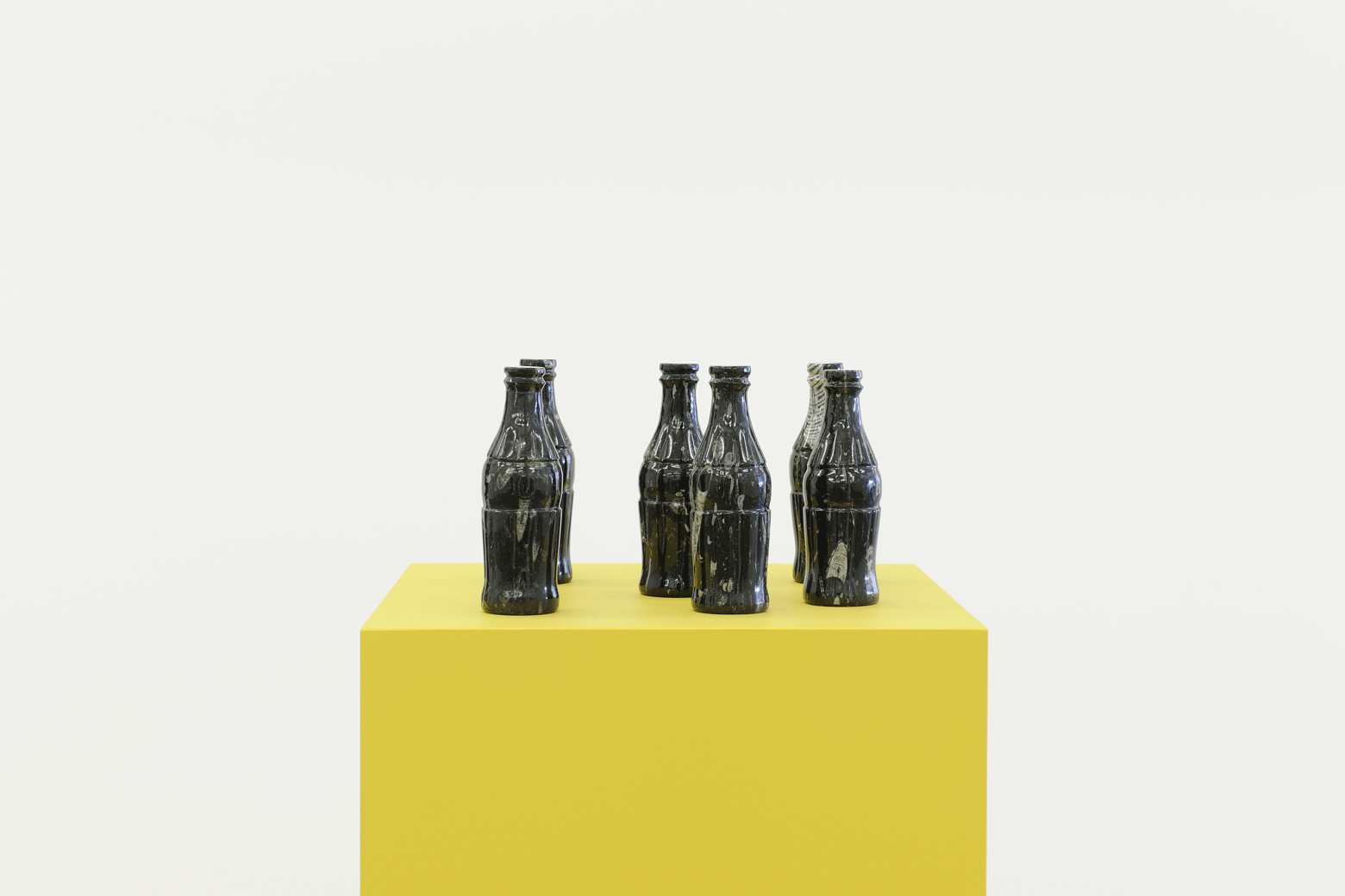 Fossil Coca-Cola Bottles, 2015, Carved Orthoceras Fossil stone 6 pieces, 21.6 x 6 cm each