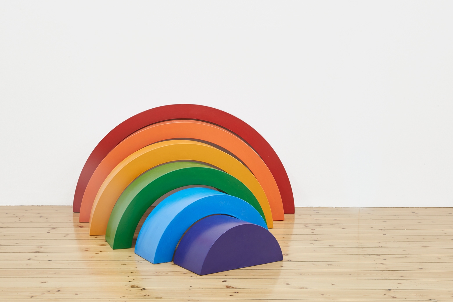 Rainbow, 2018, wood, paint, consisting of 6 elements, dimensions variable