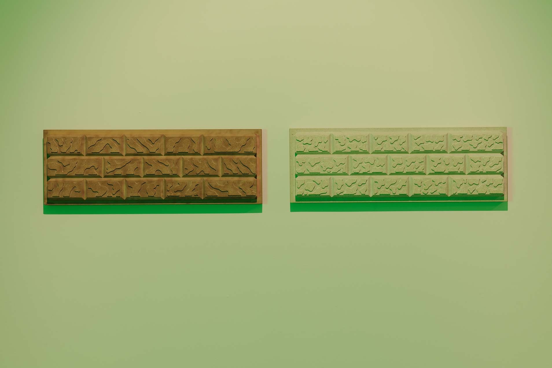 Proposal for a Wall (Spitfire Segments / Messerschmitt Mottle), 1991 with John Sellman, 2 stones, 28 x 81 x 8 cm each, Unique
