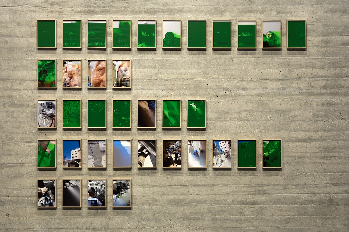 Disruptions, 2019, Selection of 36 screenshots, inkjet print on Canson Archive RC satin paper, 16 x 24 cm each, Ed. 5 + 2 AP, Installation view, Mina Image Centre 2019