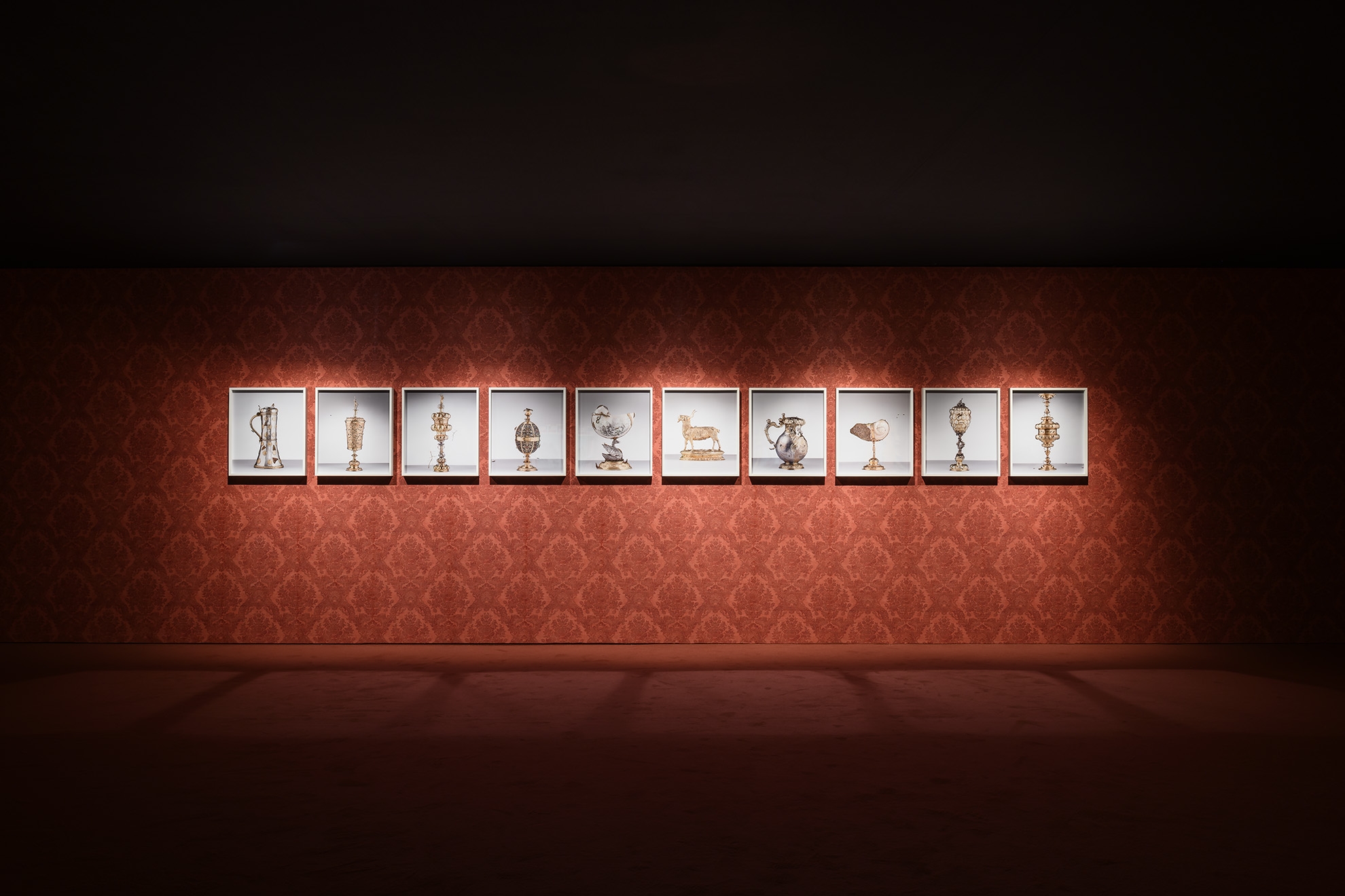 Walid Raad, Epilogue VII: The Gold and Silver, 2021,  Ten pigmented inkjet prints, 54 x 61.5 cm each, Installation view Museo Nacional Thyssen-Bornemisza, Madrid, 2021