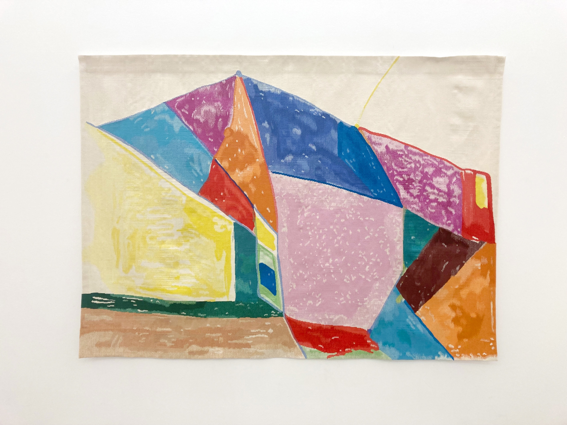 Etel Adnan, Maison Rose, 2021, 153 x 200 cm, Wool tapestry, synthetic dyes, handwoven by Les Ateliers Pinton, Edition 1 of 3