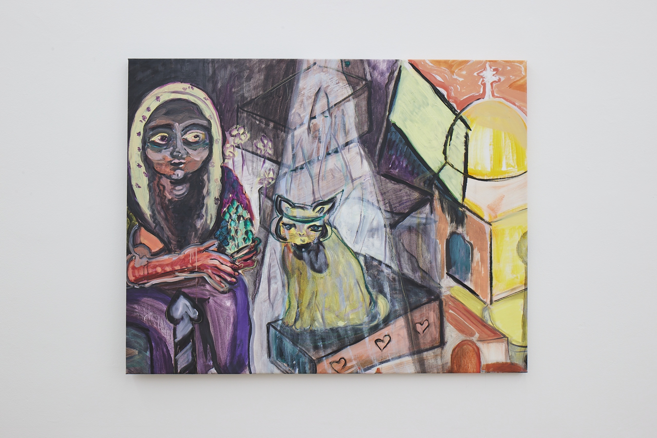 Mounira Al Solh, When Coco carried the flag of ascendence to 1958 and 1948, 2022, Oil on canvas, 81 x 103,5 cm